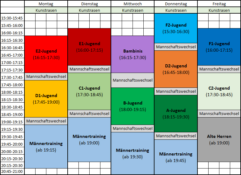 Trainings- und Belegungsplan Kunstrasenplatz ab 15.03.2021